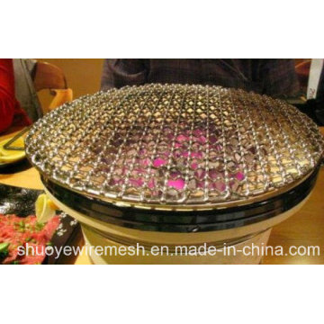 Convenient Round Barbecue Grill Wire Mesh with Wood Handle